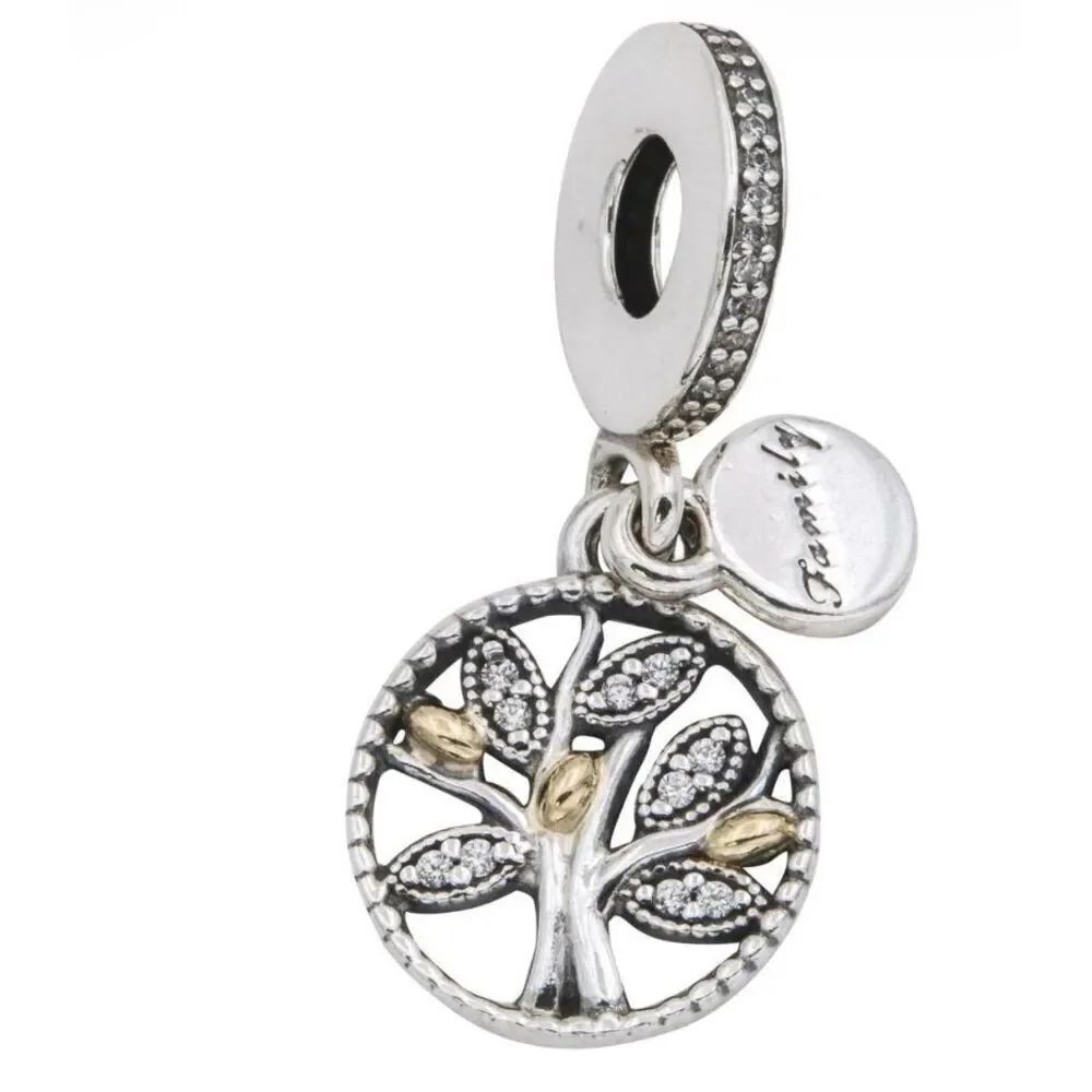 Pandora Family Heritage Pendant Charm 14k and sterling